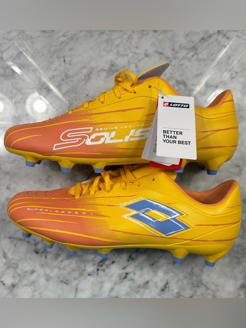 Lotto Solista 200 IX FG Soccer Cleats Orange Yellow Men Size 13.